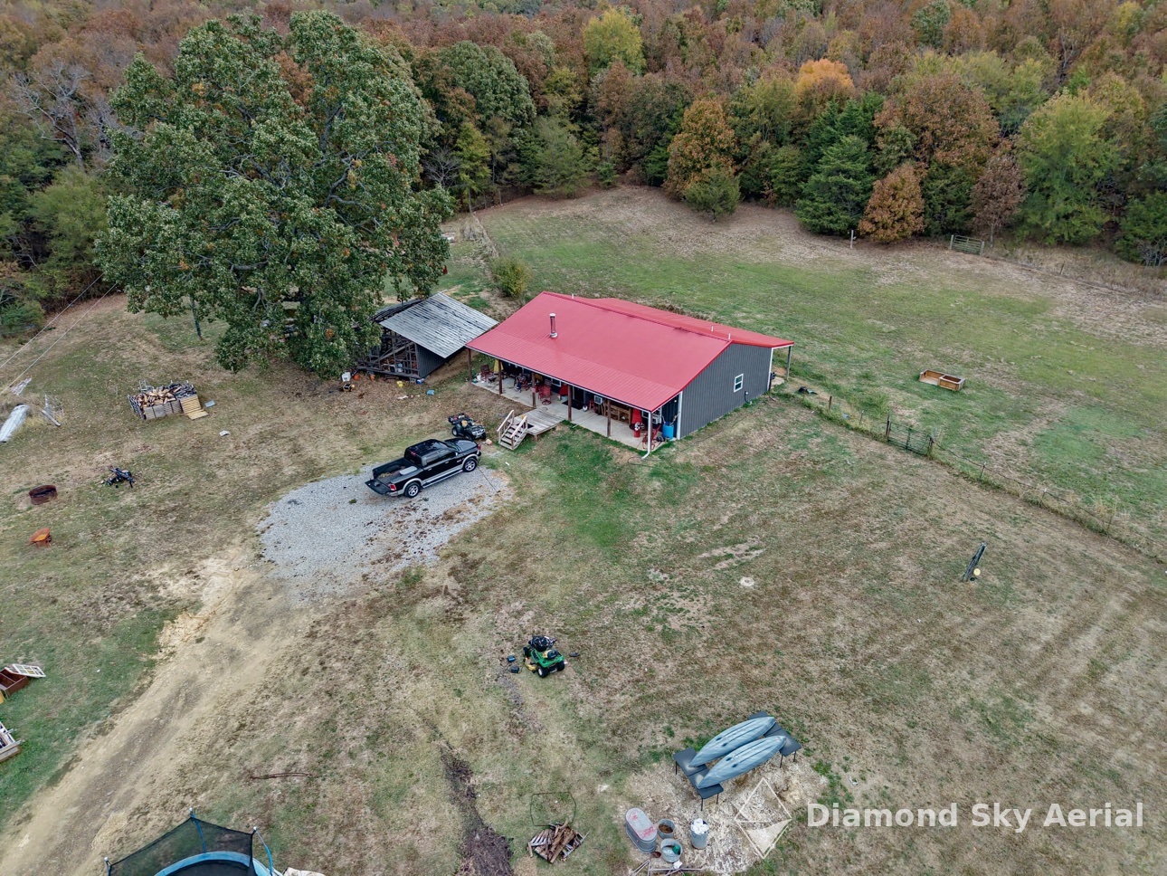 Aerial front view of a rural property