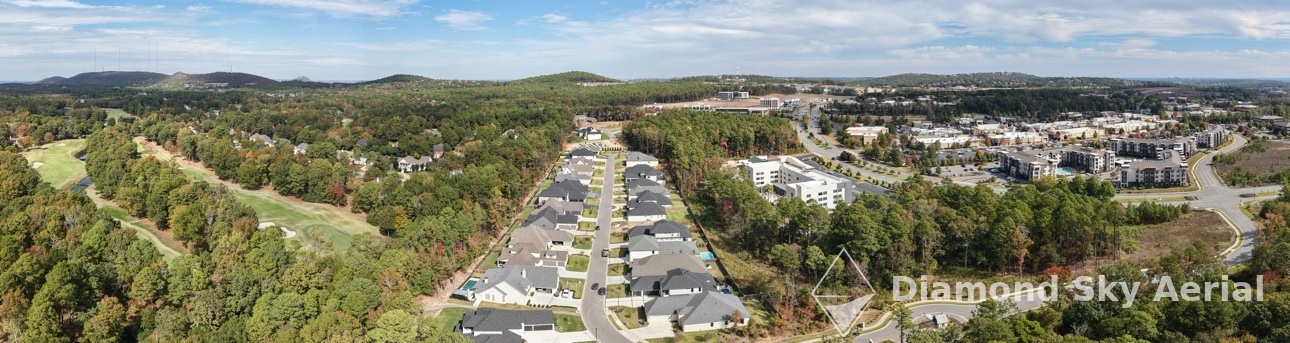 Aerial panorama of a neighborhood